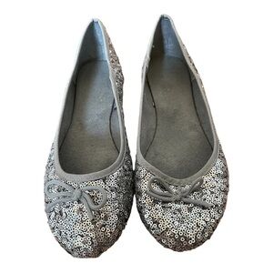 Silver sequin ballet flats Size 9-9.5